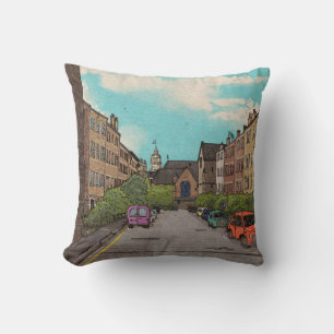 Edinburgh Downtown Cityscape Illustration Cushion