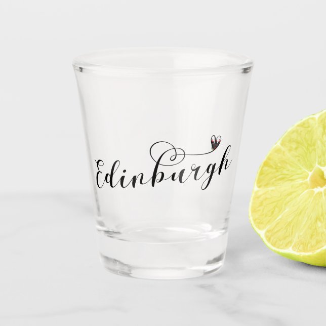 Edinburgh Flag Heart, Edinburgher Shot Glass (Front)