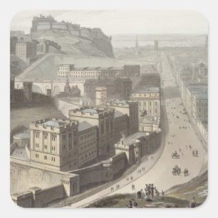 Edinburgh, from Calton Hill, from 'A Voyage Around Square Sticker