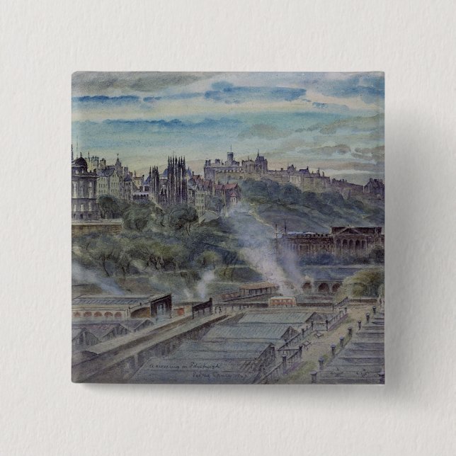 Edinburgh from near St. Anthony's Chapel 15 Cm Square Badge (Front)