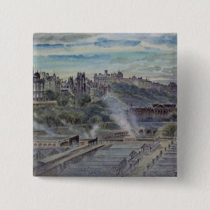 Edinburgh from near St. Anthony's Chapel 15 Cm Square Badge