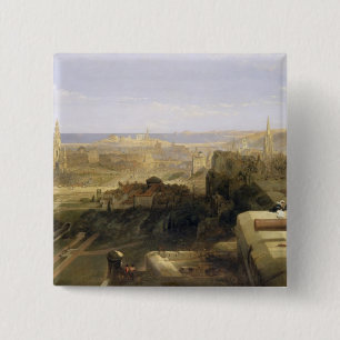 Edinburgh from the Castle, 1847 (oil on canvas) 15 Cm Square Badge