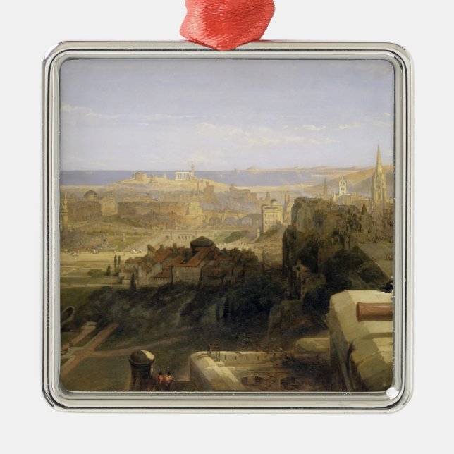 Edinburgh from the Castle, 1847 (oil on canvas) Metal Ornament (Front)