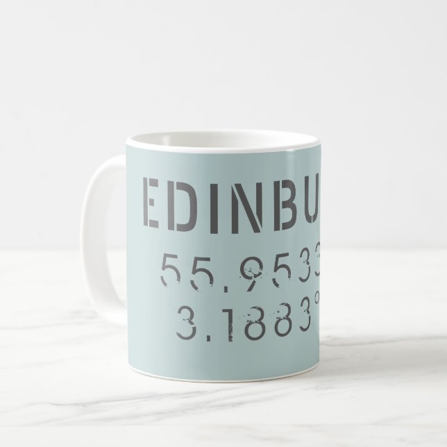 Edinburgh Latitude & Longitude Coffee Mug (Front Left)