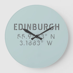Edinburgh Latitude & Longitude Large Clock