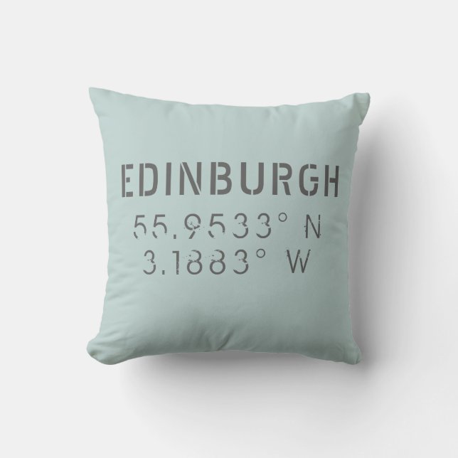 Edinburgh Longitude Latitude Throw Pillow (Front)