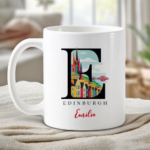 Edinburgh Monogram Letter E Personalised Gift Coffee Mug