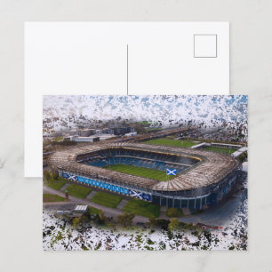 Edinburgh Rugby Stadium with Scotland Flag Postcard