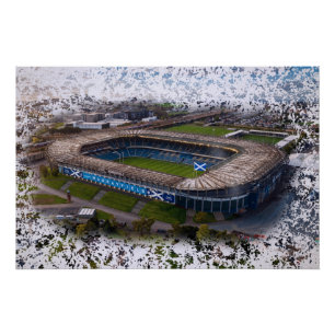 Edinburgh Rugby Stadium with Scotland Flag Poster