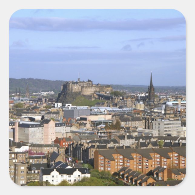 Edinburgh, Scotland. A view overlooking central Square Sticker (Front)