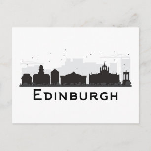 Edinburgh Scotland   Black and White Skyline Postcard