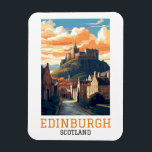 Edinburgh Scotland Castle Retro Vintage Travel Magnet<br><div class="desc">Check out this beautiful Edinburgh Scotland retro vintage travel Flexible Photo Magnet featuring the famous castle and unique architecture of the popular travel destination in Europe. Works amazing as a travel souvenir and gift idea.</div>