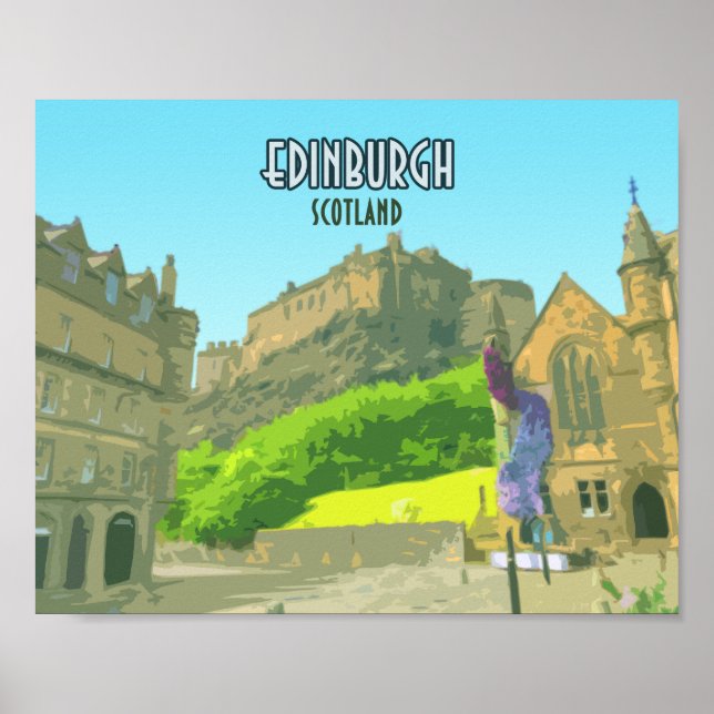 Edinburgh Scotland Castle United Kingdom Vintage Poster (Front)