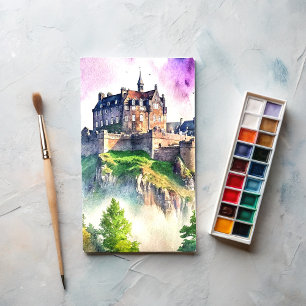 Edinburgh, Scotland, Castle Watercolor Painting Postcard