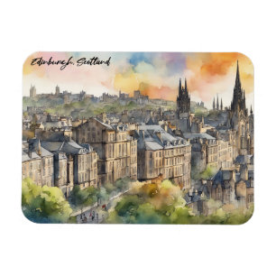Edinburgh Scotland Castle Watercolor Travel Magnet