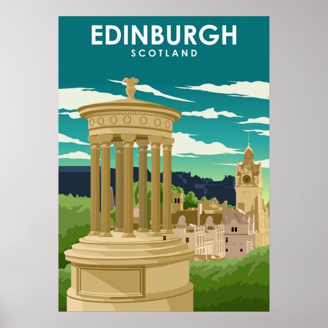 Edinburgh Scotland City Illustration Travel Poster (Front)