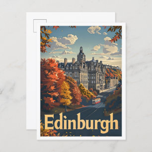 Edinburgh Scotland Classic Retro Vintage Travel Postcard
