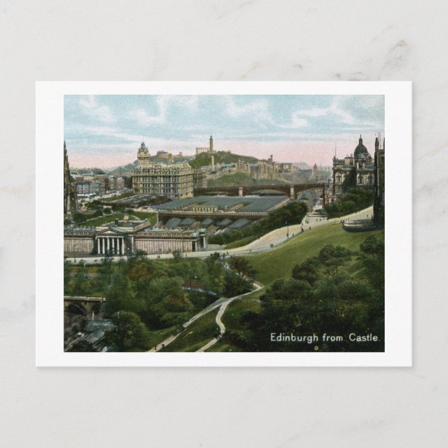 Edinburgh, Scotland from Castle Vintage Postcard (Front)