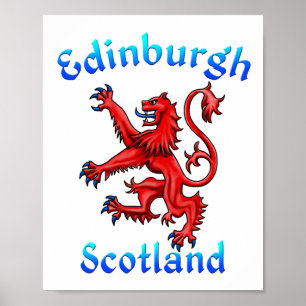 Edinburgh Scotland Lion Rampant Scottish Flag Poster