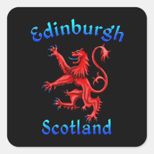 Edinburgh Scotland Lion Rampant Scottish Flag Square Sticker
