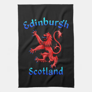 Edinburgh Scotland Lion Rampant Scottish Flag Tea Towel