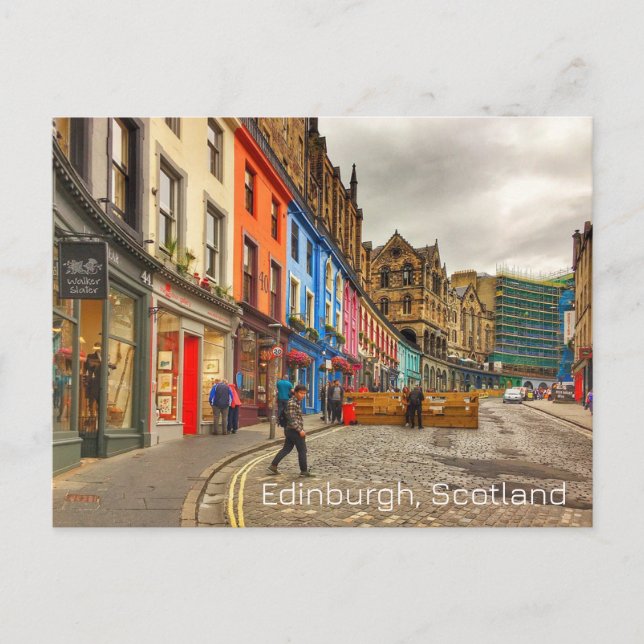 Edinburgh Scotland Pretty Street Scene Postcard (Front)
