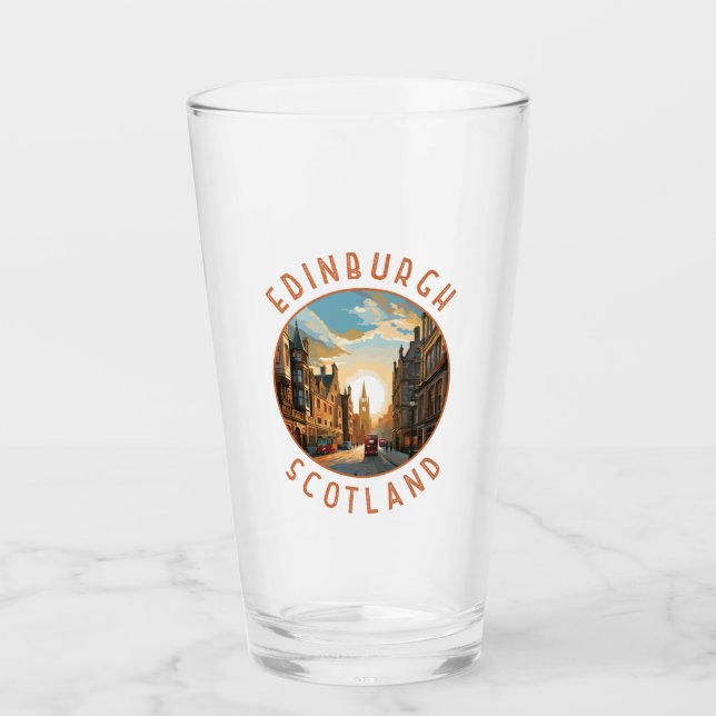 Edinburgh Scotland Retro Distressed Circle Glass (Front)