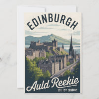 Edinburgh Scotland Retro Style Travel Cityscape