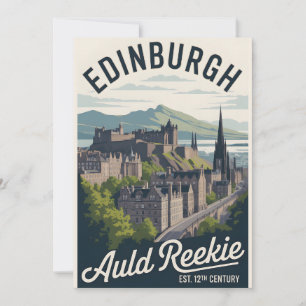 Edinburgh Scotland Retro Style Travel Cityscape Holiday Card
