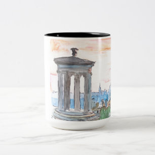 Edinburgh Scotland Skyline at Dusk Two-Tone Coffee Mug