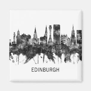 Edinburgh Scotland Skyline BW Magnet