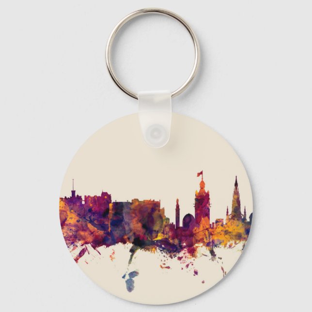 Edinburgh Scotland Skyline Key Ring (Front)