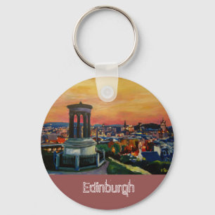 Edinburgh Scotland Skylineat Dusk Key Ring