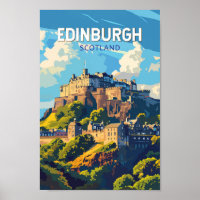 Edinburgh Scotland Travel Art Vintage
