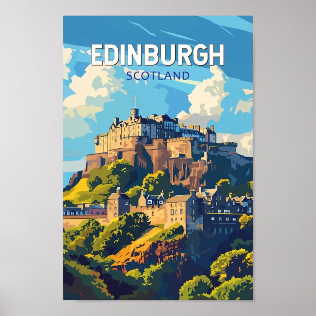 Edinburgh Scotland Travel Art Vintage Poster (Front)