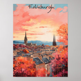 Edinburgh Scotland Travel City Painting Aesthetic Poster
