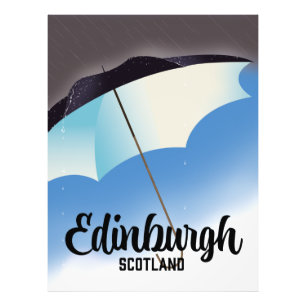 Edinburgh Scotland Umbrella travel poster