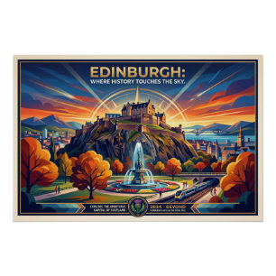 Edinburgh Scotland Vintage Travel Poster
