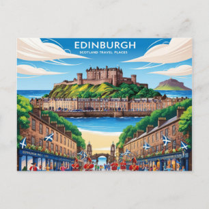 Edinburgh Scotland Vintage Travel Poster Postcard