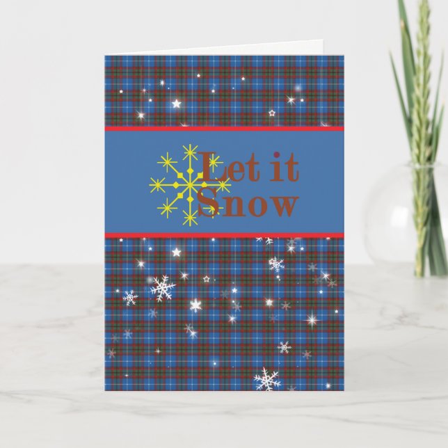 Edinburgh Scottish Tartan Let It Snow Holiday Card (Front)