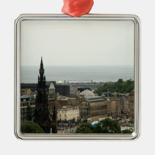 Edinburgh Skyline 001 Metal Ornament