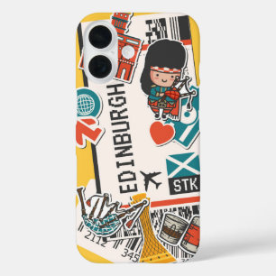 Edinburgh Travel Sticker Collage iPhone 16 Case