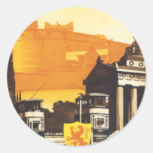 Edinburgh via LNER Rail Poster Classic Round Sticker