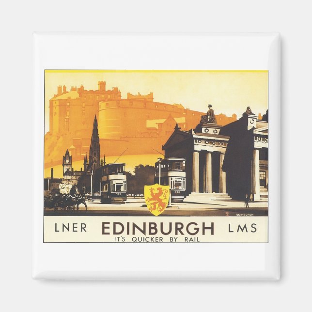 Edinburgh Vintage Travel Poster Magnet (Front)