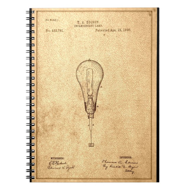 Edison Bulb Patent Notebook (Front)