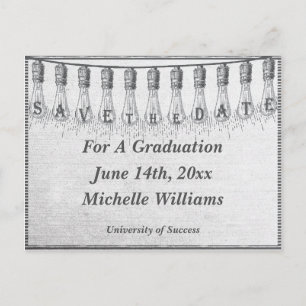 Edison Light Bulb Graduation Save The Date Announcement Postcard