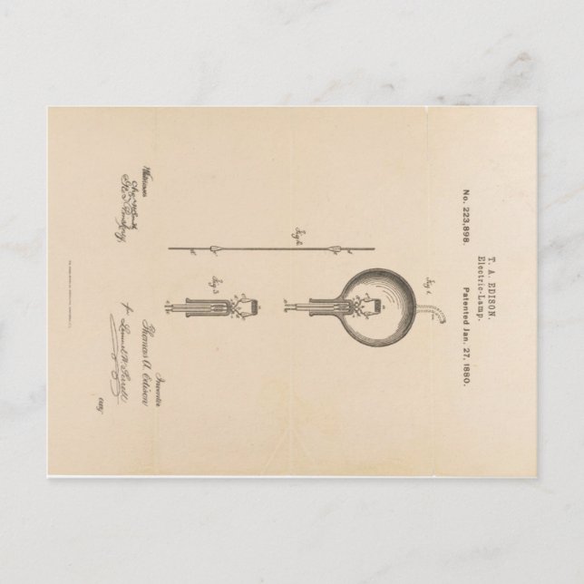 edison-patent-light-bulb-postcard-u.s. postcard (Front)