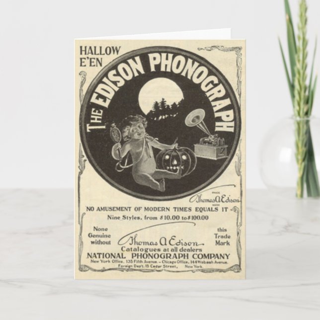 Edison Phonograph Halloween Ad Jack O Lantern Card (Front)