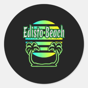 Edisto Beach Palm Trees & Sunset Classic Round Sticker