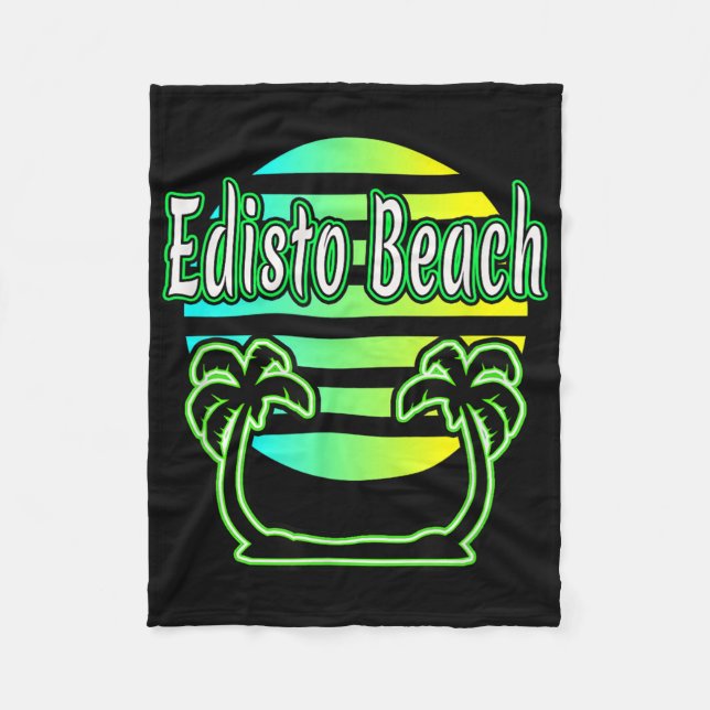 Edisto Beach Palm Trees &amp; Sunset  Fleece Blanket (Front)
